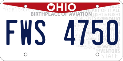 OH license plate FWS4750
