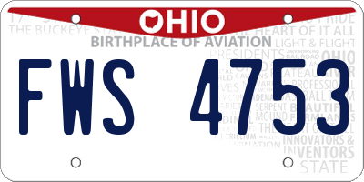 OH license plate FWS4753