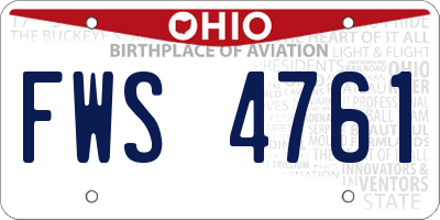 OH license plate FWS4761