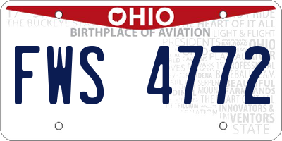 OH license plate FWS4772