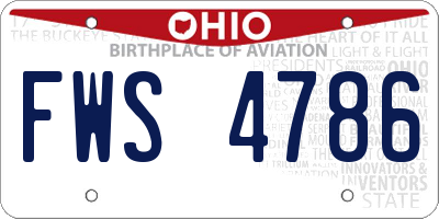 OH license plate FWS4786