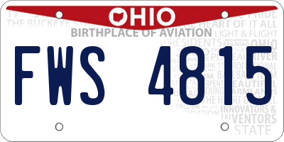 OH license plate FWS4815