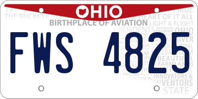 OH license plate FWS4825