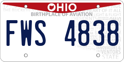 OH license plate FWS4838