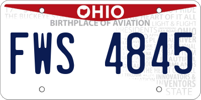 OH license plate FWS4845