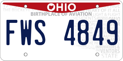 OH license plate FWS4849