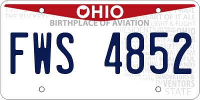 OH license plate FWS4852