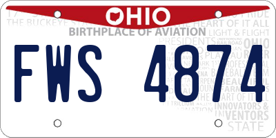 OH license plate FWS4874