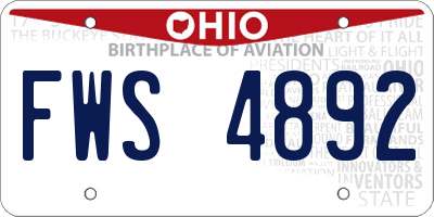 OH license plate FWS4892