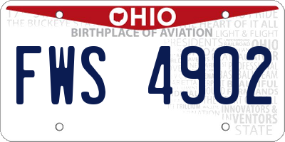 OH license plate FWS4902