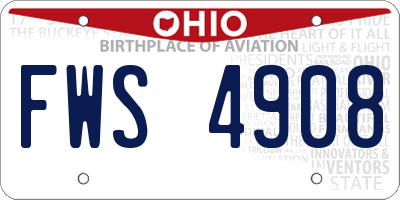 OH license plate FWS4908