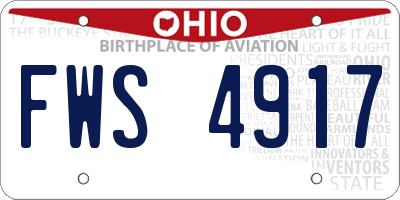OH license plate FWS4917
