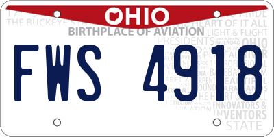 OH license plate FWS4918