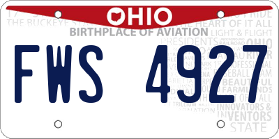 OH license plate FWS4927