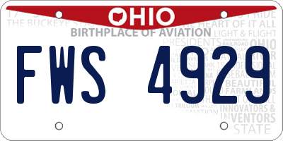 OH license plate FWS4929