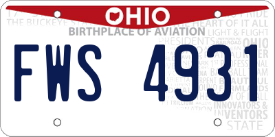 OH license plate FWS4931