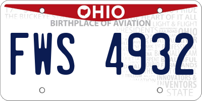 OH license plate FWS4932