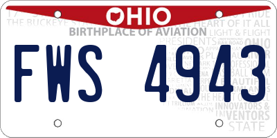 OH license plate FWS4943