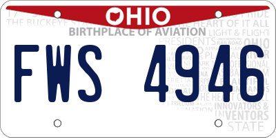OH license plate FWS4946