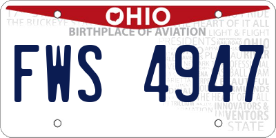 OH license plate FWS4947