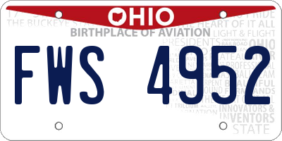 OH license plate FWS4952
