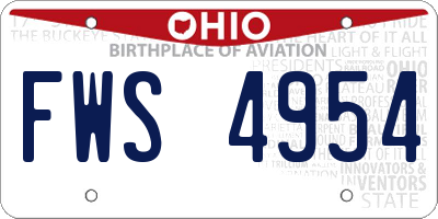 OH license plate FWS4954