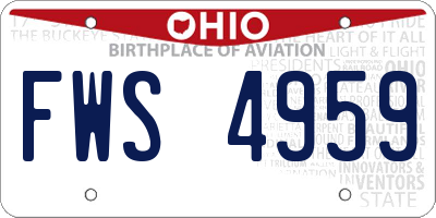 OH license plate FWS4959