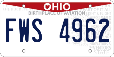 OH license plate FWS4962