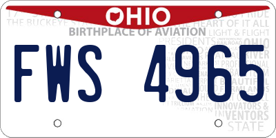 OH license plate FWS4965