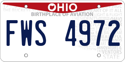 OH license plate FWS4972