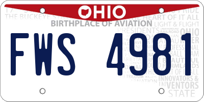 OH license plate FWS4981