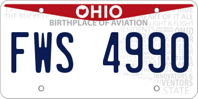 OH license plate FWS4990