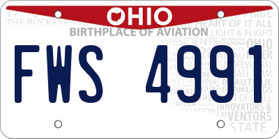 OH license plate FWS4991