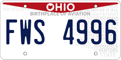 OH license plate FWS4996