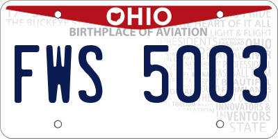 OH license plate FWS5003