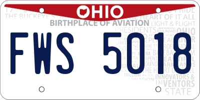 OH license plate FWS5018