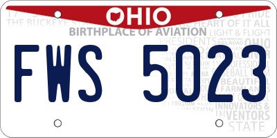 OH license plate FWS5023