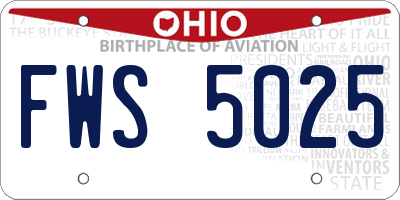 OH license plate FWS5025