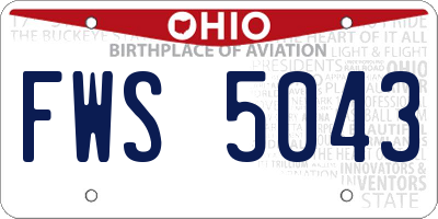 OH license plate FWS5043