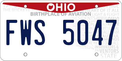 OH license plate FWS5047