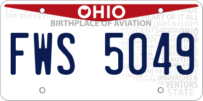 OH license plate FWS5049