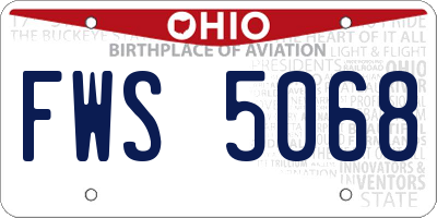 OH license plate FWS5068