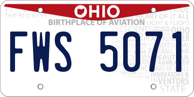 OH license plate FWS5071