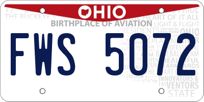 OH license plate FWS5072