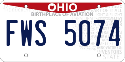 OH license plate FWS5074