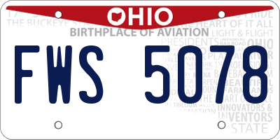 OH license plate FWS5078