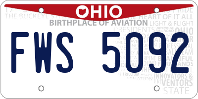 OH license plate FWS5092