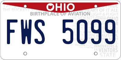 OH license plate FWS5099