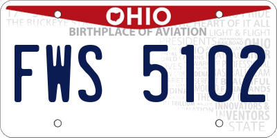 OH license plate FWS5102