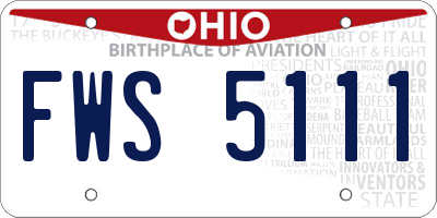 OH license plate FWS5111